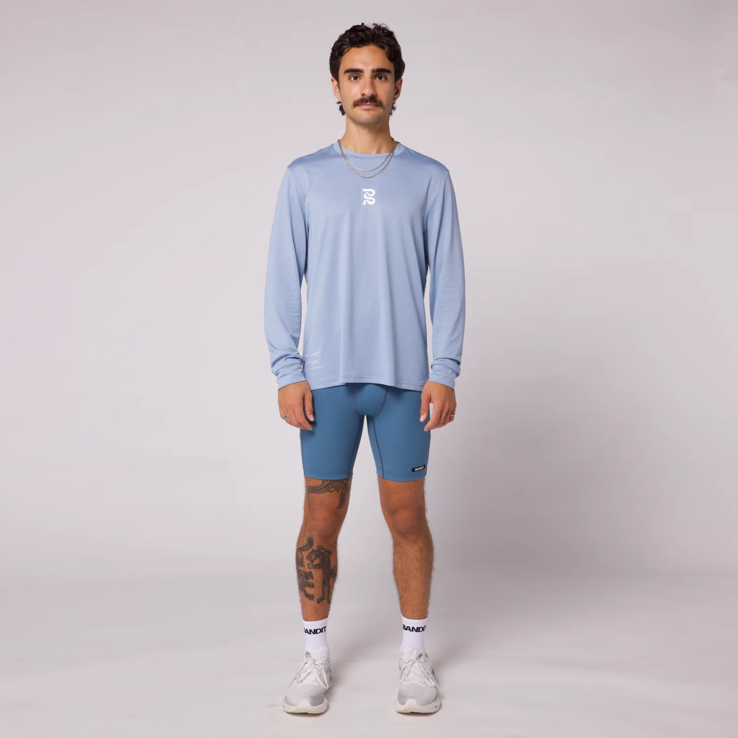 Micromesh™ "Geometry" Long Sleeve Tee - Unisex, Smokey Blue - Image 4