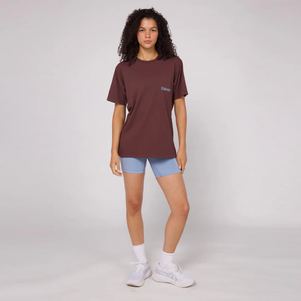 The Community Tee, Unisex - Chocolate with Smokey Blue - Image 3