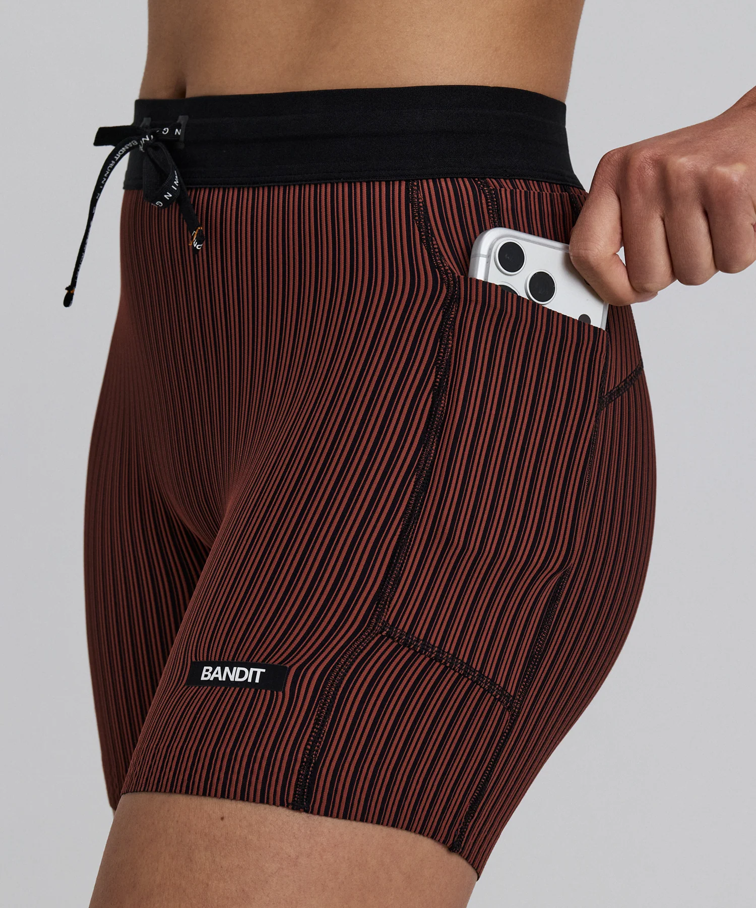 Women's Striped Cadence™ 5" Compression Shorts - Mahogany / Black - Image 2