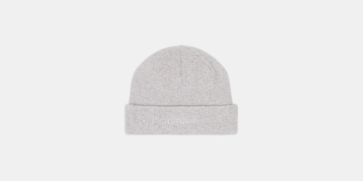 Embroidered Waffle Logo Beanie - Heather Grey - Image 3