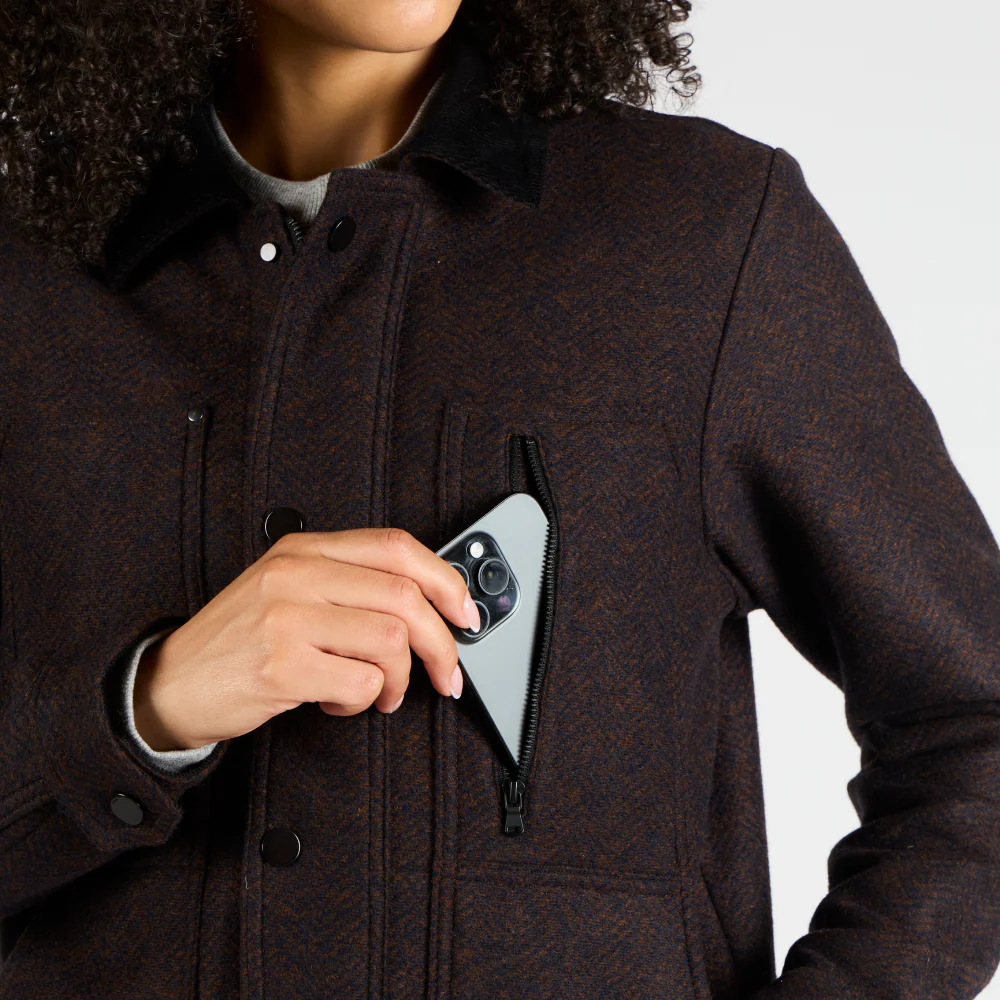 The Off Track Herringbone Wool Jacket, Unisex - Deep Amber Brown - Image 11